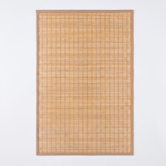 Artisan Bamboo Slat Area Rug (5' x 8') – Natural Wood Floor Mat with Heavy Canvas Border
