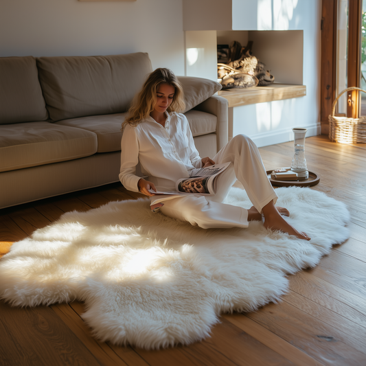 Natural Premium New Zealand Sheepskin Rug & Throw, Quad, W4' x L6', Ivory