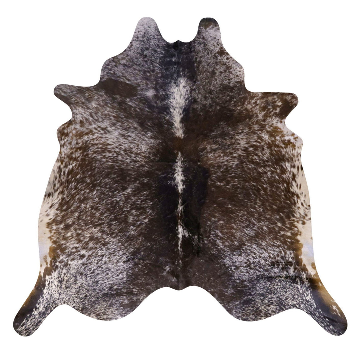 Natural Brazilian Cowhide Rug - Chocolate, Charcoal & Ivory