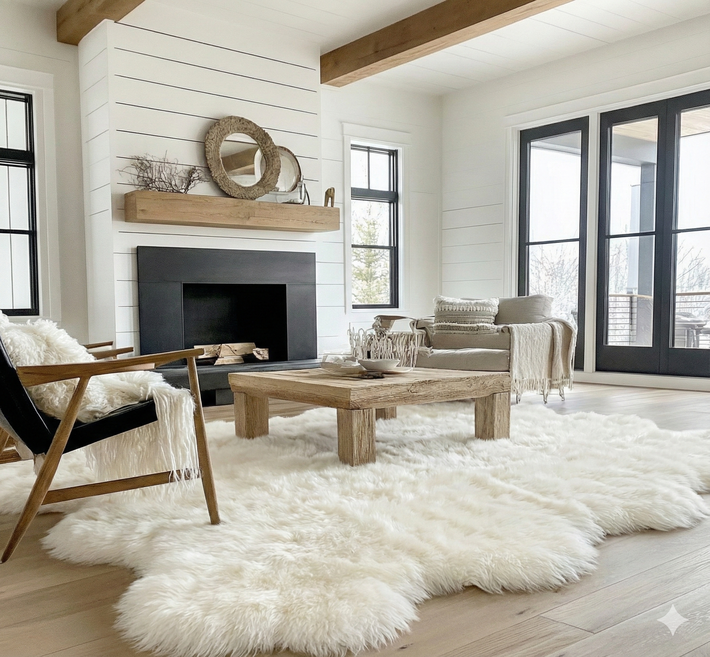 Natural White Premium Sexto Sheepskin, 6' x 6' , X-Large