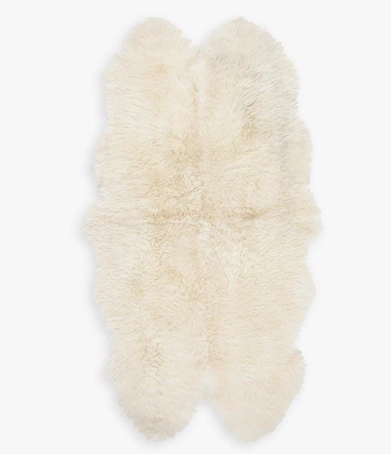 Quad Natural Premium New Zealand Sheepskin Rug & Throw, W4' x L6', Ivory