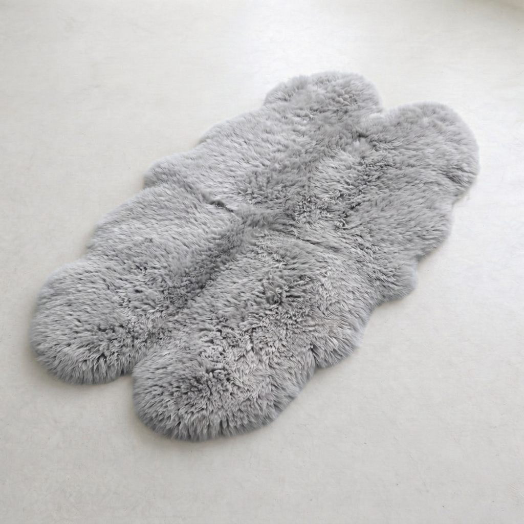 Quiet Grey Quad Premium New Zealand Sheepskin Rug & Throw, W4' x L6'
