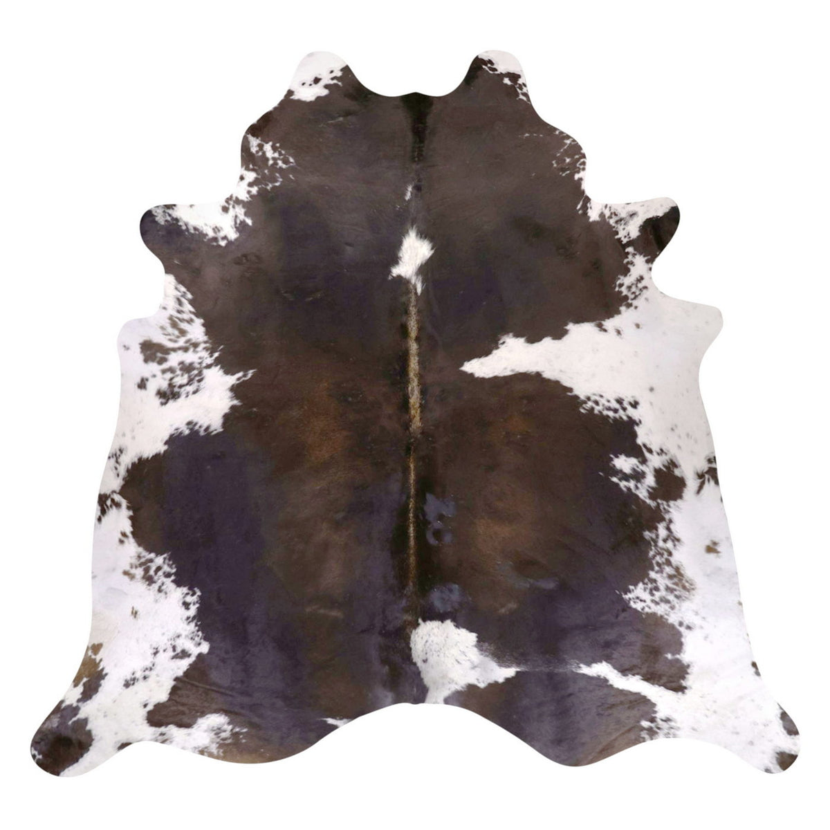Natural Brazilian Cowhide Rug -  Charcoal, Chocolate & Ivory