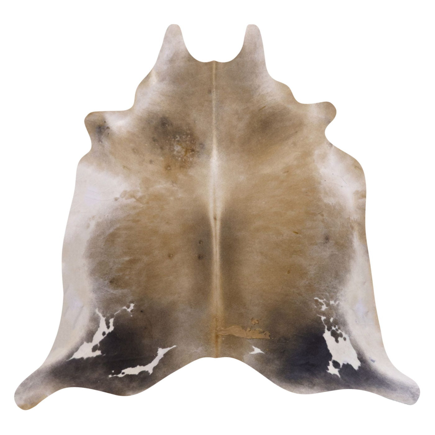 Natural Brazilian Cowhide Rug -  Caramel, Charcoal & Ivory