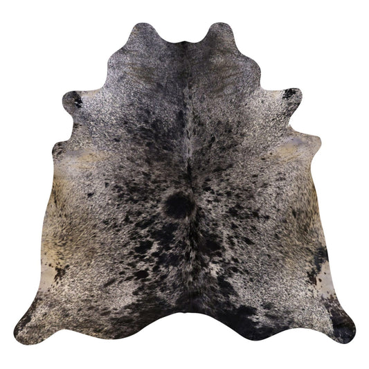 Natural Brazilian Cowhide Rug -  Charcoal, Ivory & Caramel