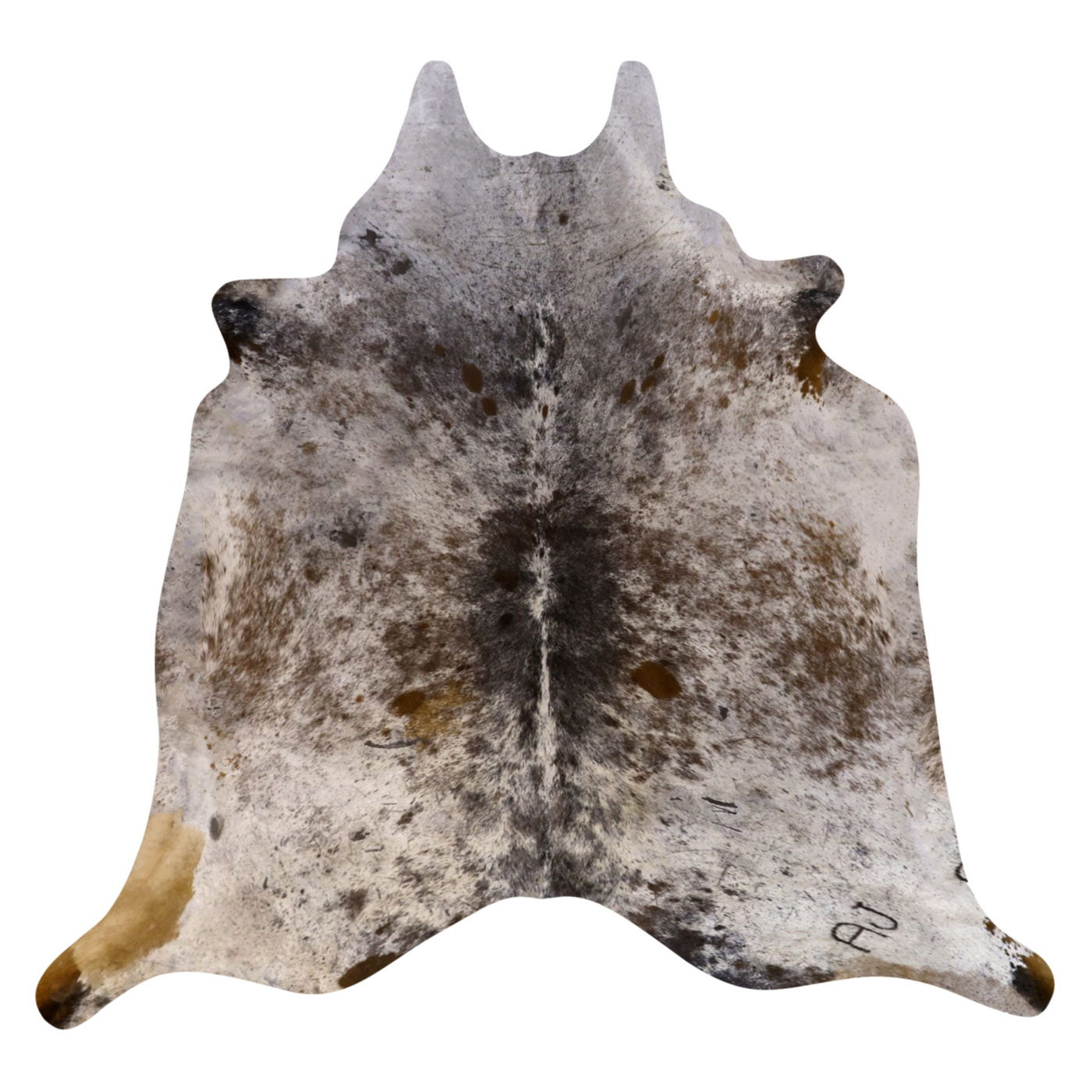 Natural Brazilian Cowhide Rug -  Ivory, Charcoal & Caramel