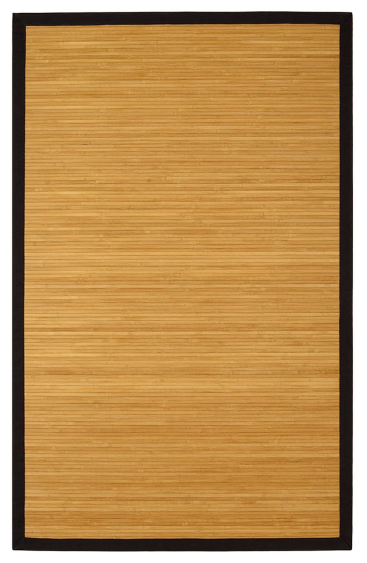Natural Bamboo Slat Rug (5x8) – Heavy-Duty Fabric Border & Grip Backing